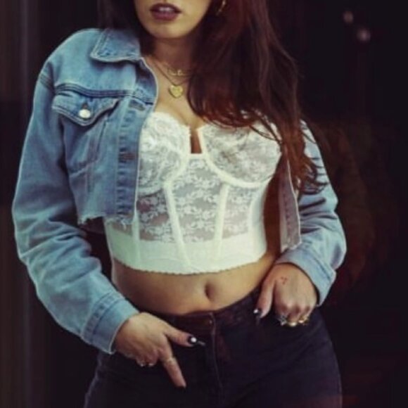 VTG Frederick's of Hollywood White Lace Strapless Corset Bra 34C #114K - Picture 2 of 13